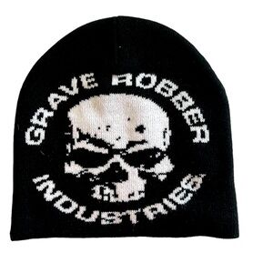 New Men’s Grave Robber Industries Respect Black & White Skull Beanie